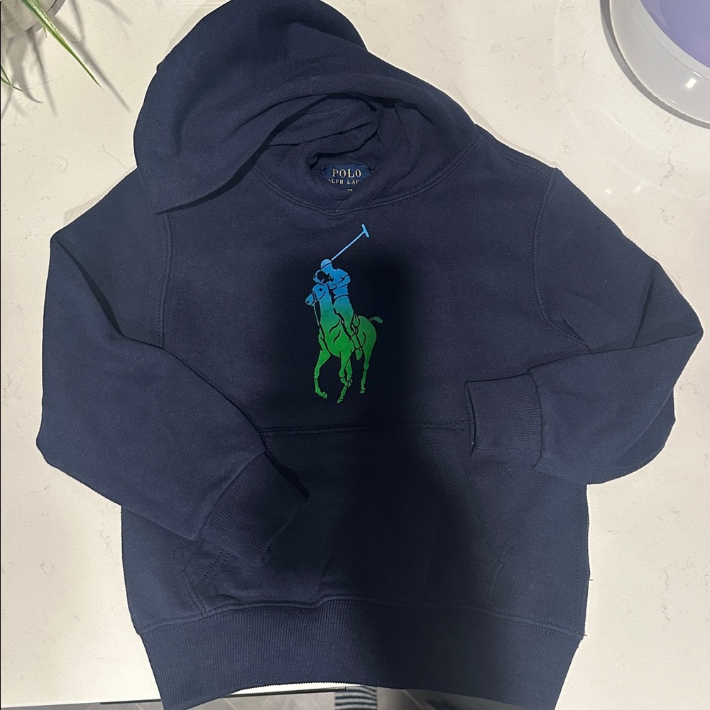 Polo by Ralph Lauren Kids Dark Blue Hoodie with Vibrant Logo
